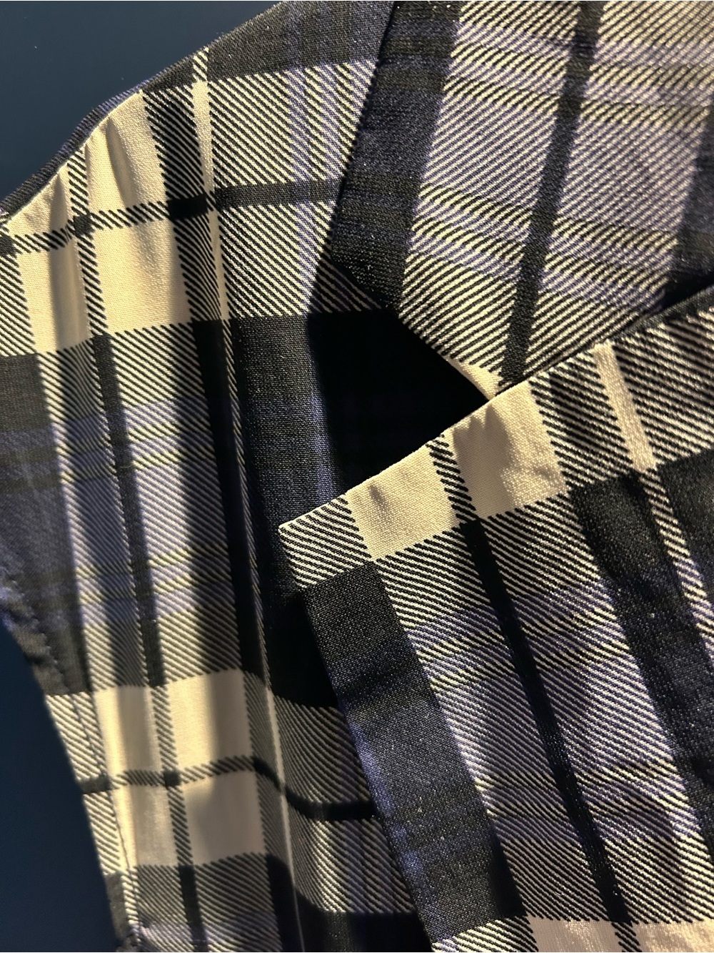 Freeway Black, Cream and Blue Plaid Button-Down Top - Picture 4 of 5